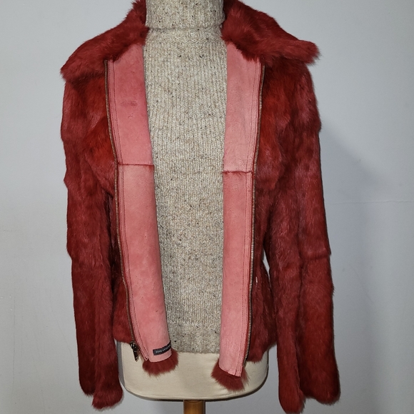 Bomb Boogie red dyed Rabbit fur coat - Picture 4 of 7